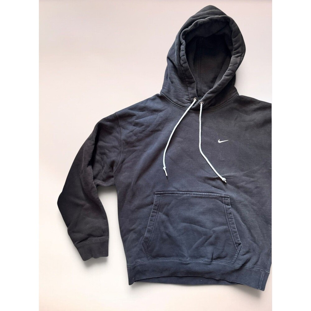 Essential Nike Heavyweight Black & White Mini Swoosh Hoodie Size L - Picture 3 of 6
